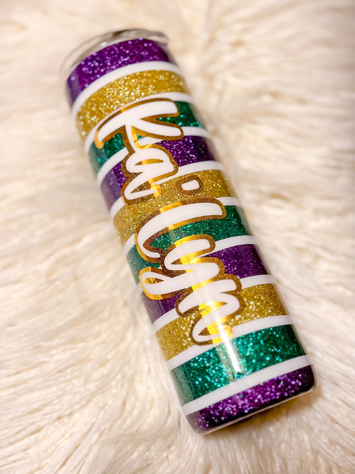 Mardi Gras Glitter Tumbler